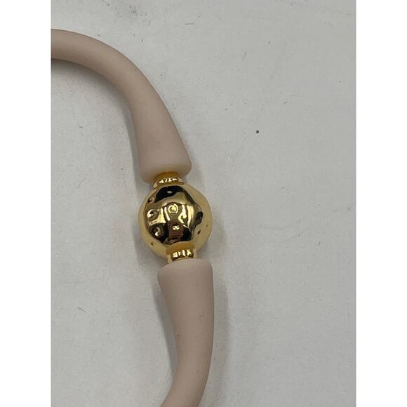 Gresham Florence Off White Silicone Water Resistant Hammered Gold Ball Bracelet - Picture 9 of 11